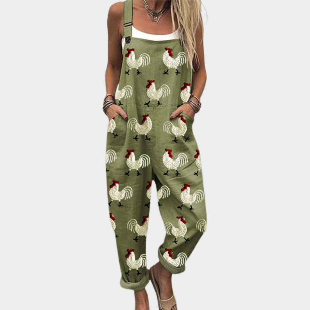 Comfortable Patterned Overalls