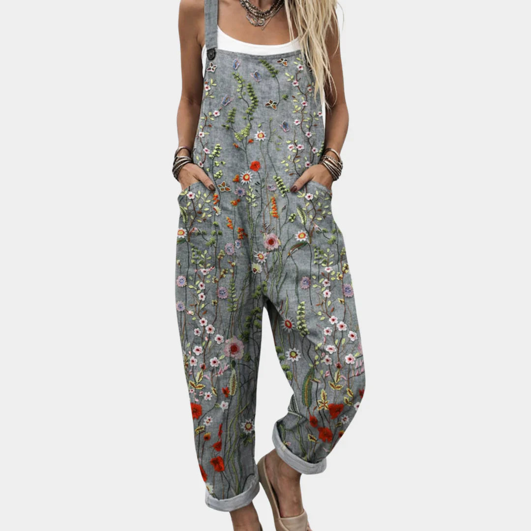 Comfortable Patterned Overalls